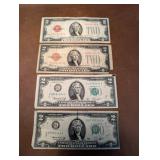 Vintage 2 Dollar Red Notes and Others