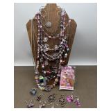 Pink Purple Costume Jewelry Set