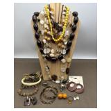 Brown Yellow Costume Jewelry Set
