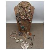 Gold & Silver Tones Peach Green Costume Jewelry