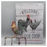 ROOSTER METAL WALL HANGER & ROOSTER WELCOME
