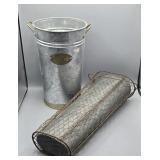 2- GALVANIZED METAL PLANTERS