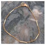 Vntg 14K Gold Rope Chain & Bracelet w/ Bar Link