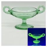 Uranium Glass Open Sugar / Small Compote , 2