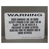 Arkansas Equine Law Announcement Metal Sign