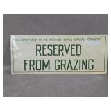 Dept of Interior Indian Affairs Grazing Metal Sign