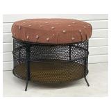 Vintage Circular Footstool Metal Mesh and