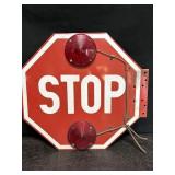 STOP SIGN FOR SCHOOL BUS W/ RED WARNING LIGHTS
