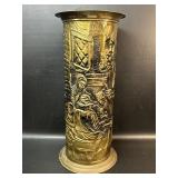 Brass Embossed Umbrella Stand w/ Repoussï¿½ tavern