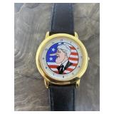 Vintage Novelty Watch & Leather Band Bill Clinton