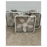 3 USED ELECTRIC BOX FANS WORKING BUT IN NEED OF