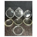 7 VINTAGE PYREX CASSEROLE DISH LIDS/COVERS