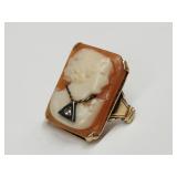 Art Deco 10k Gold & Diamond Cameo