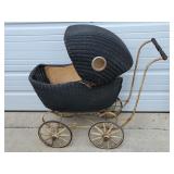 Antique Lloyd Loom Wicker Baby Carriage