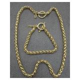 Vintage Jones NY Gold Tone Braided Wheat Necklace