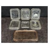 7 VINTAGE REFRIGERATOR DISH LIDS 1 PINK GLASS ALL