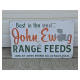 Vintage John Ewing Range Feeds Metal Sign