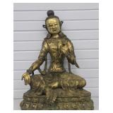 Large Vintage Brass Tibetan Styled Buddha Statue