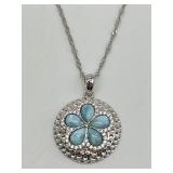 RHODIUM OVER STERLING SILVER ROUND PENDANT W/
