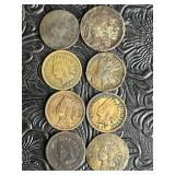 7 INDIAN HEAD PENNY COINS & BUFFALO NICKEL