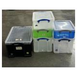 6 Assorted Tote Plastic Storage Boxes