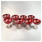 8 Ruby Red Short Sherbet/ Champagne Glasses