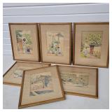 Mid-Century Korean Art Set of 6