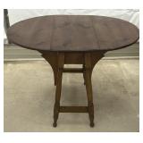 Vintage Pine Wood Drop Leaf Oval Table