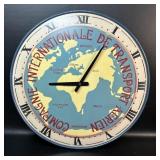Modern 20 In. Wall Clock w/ World Map Theme