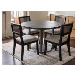 Round Top Modern Dining Table W Metal Base & 4