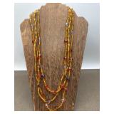 Triple Strand Multi Glass Crystal Beads Ca 1930