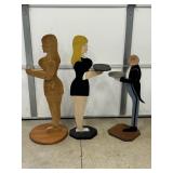 3 WOOD STANDEE BUTLERS MALE & FEMALE W/