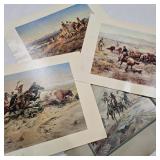 Four Vintage Russell Western Prints