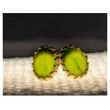 14K Yellow Gold & Jade Stud Earrings (unmarked