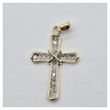 10K YELLOW GOLD DIAMOND CROSS PENDANT