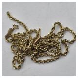 14K YELLOW GOLD BROKE CHAIN ROPE NECKLACE