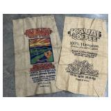 2 Burlap Bags Kauai Coffee Hawaii