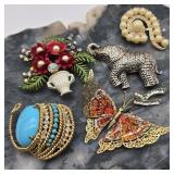 Lot of Vintage Brooches w/ Elephant