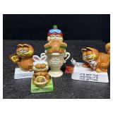 4 VINTAGE ENESCO CERAMIC GARFIELD FIGURES, SKI