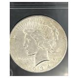 1934 PEACE SILVER DOLLAR COIN