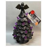 Pre-Lit Ceramic Black Bat Halloween Tree, New w/