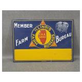 Vtg Illinois Farm Bureau Member Metal Sign