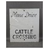 Metal Over Wood Cattle Crossing Sign