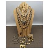 Gold Tone Faux Pearls & Rhinestones Costume