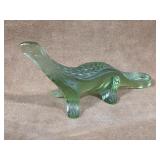 Lalique Green Salamander Glass Figurine