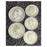 5 BRITISH COINS CONTAINING SILVER
