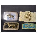 Four Western Belt Buckles Bucking Horse Bronco