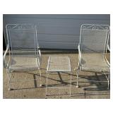 PAIR OF METAL SPRING ROCKING PATIO CHAIRS W/ SIDE