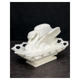 VINTAGE WESTMORELAND MILK GLASS RAISED-WING SWAN
