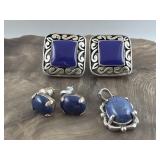Different Blue Tone Earrings & Pendant